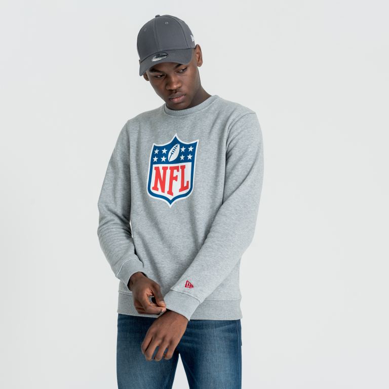 Ropa New Era Nfl Grises - NFL Logo Heather Crew Neck 52781CVLN